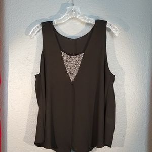 Nicely Made Sheer Dressy Tank with Gold Beading
